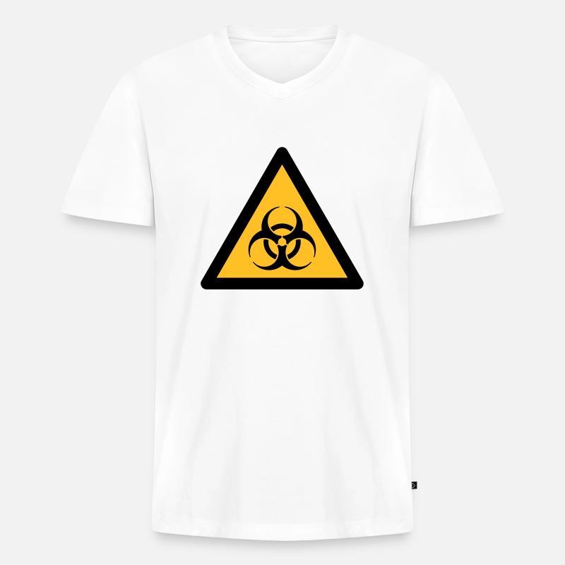 Gefahrensymbol - Biohazard (2-farbig) - Männer Premium Bio T-Shirt mit V-Ausschnitt - Weiß