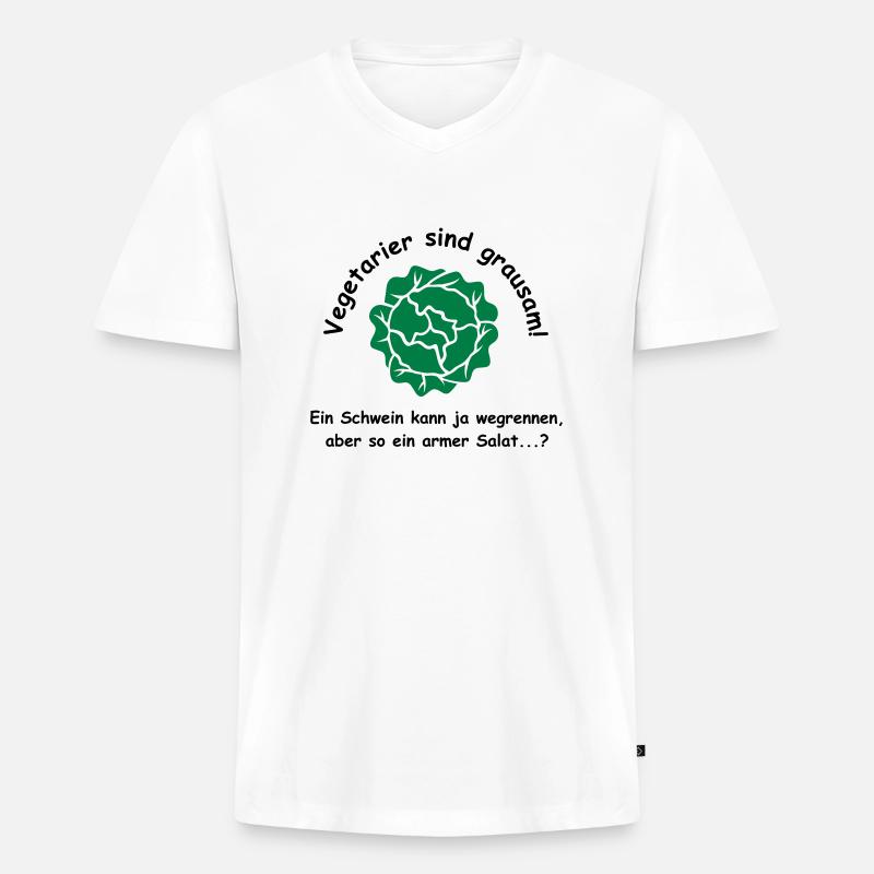 Vegetarier sind grausam - Männer Premium Bio T-Shirt mit V-Ausschnitt - Weiß