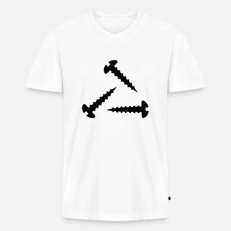 Schraube - Männer Premium Bio T-Shirt mit V-Ausschnitt - Weiß