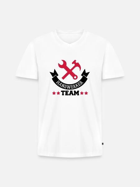 handwerker_team_2 - Männer Premium Bio T-Shirt mit V-Ausschnitt - Weiß