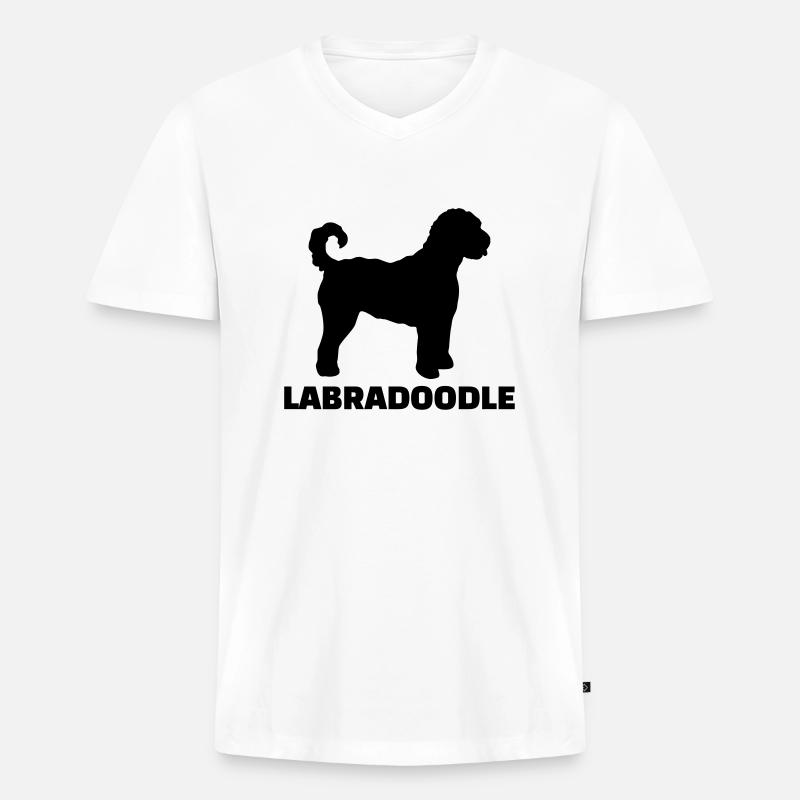 Labradoodle - Männer Premium Bio T-Shirt mit V-Ausschnitt - Weiß