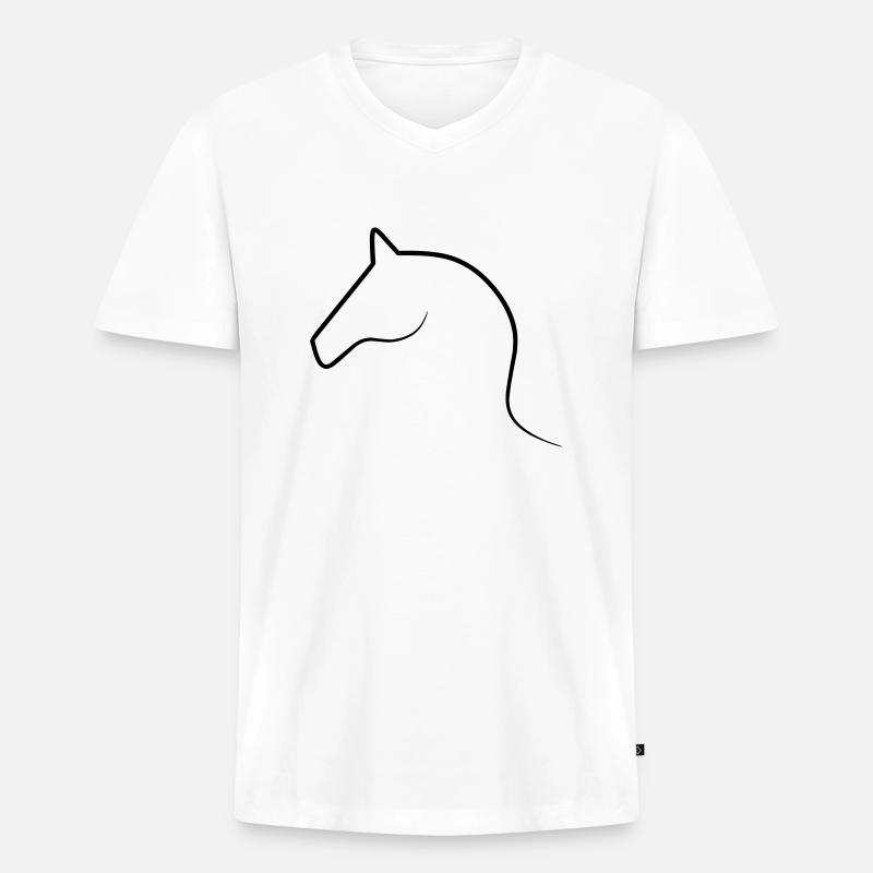Line Art Pferd - Männer Premium Bio T-Shirt mit V-Ausschnitt - Weiß