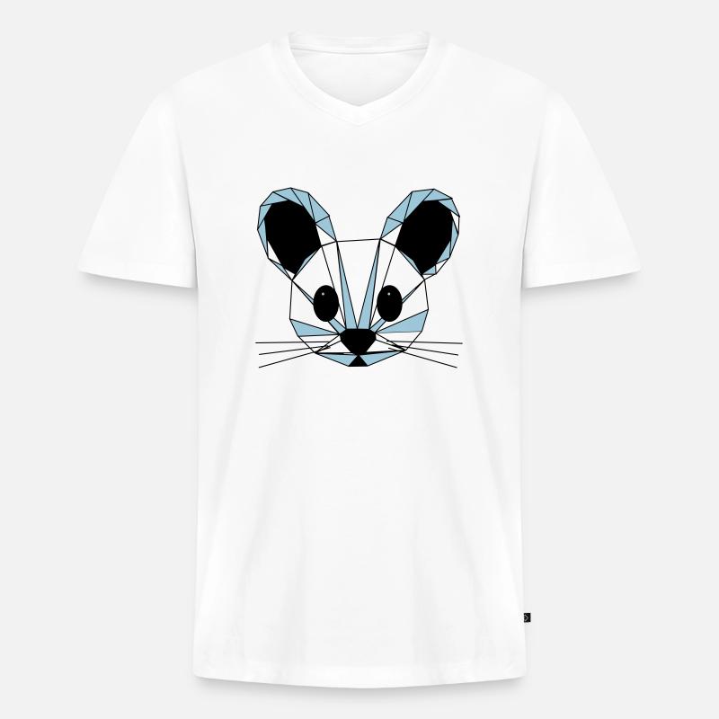 Vekki Maus - Männer Premium Bio T-Shirt mit V-Ausschnitt - Weiß