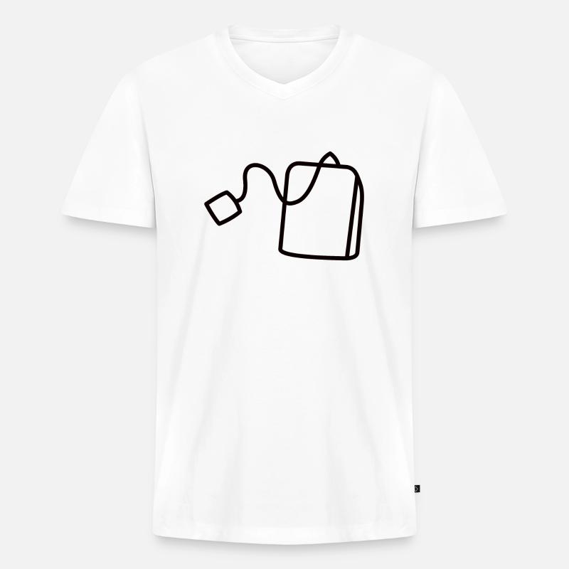 Teebeutel - Männer Premium Bio T-Shirt mit V-Ausschnitt - Weiß