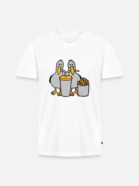 Fast food stolen seagulls - Men's Premium Organic T-shirt with V-neck - white