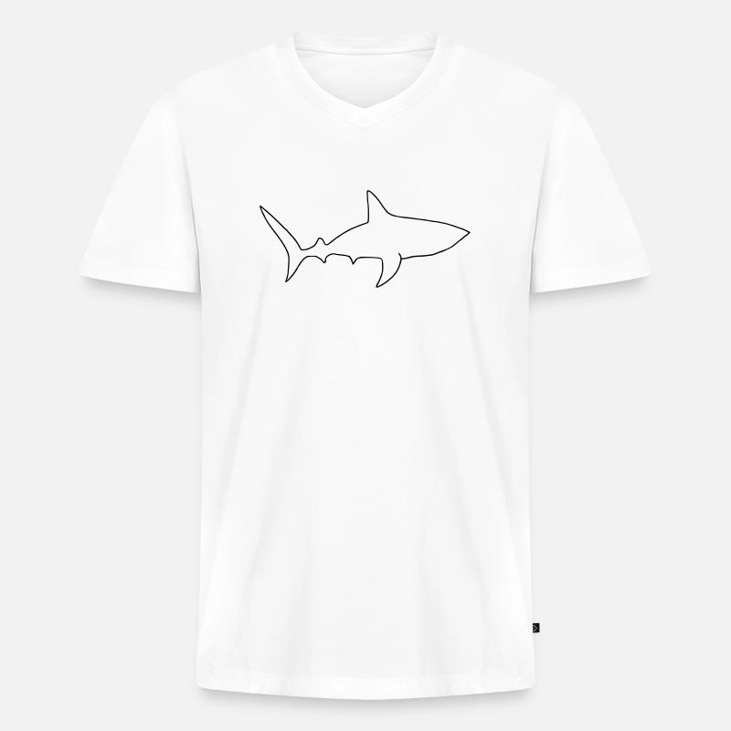 Hai oneline - Männer Premium Bio T-Shirt mit V-Ausschnitt - Weiß