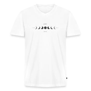 Human Design Reflektor/Reflektorin Mondzyklus - Männer Premium Bio T-Shirt mit V-Ausschnitt - Weiß - Vorne - Nico (187cm)