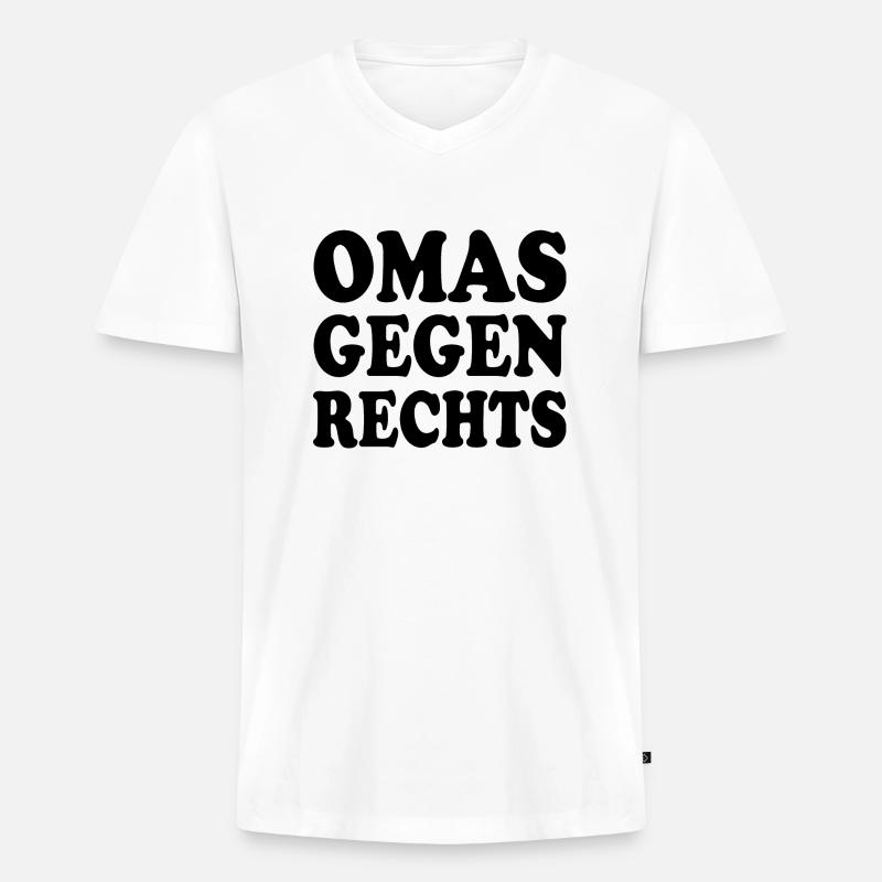 Omas gegen rechts - Männer Premium Bio T-Shirt mit V-Ausschnitt - Weiß