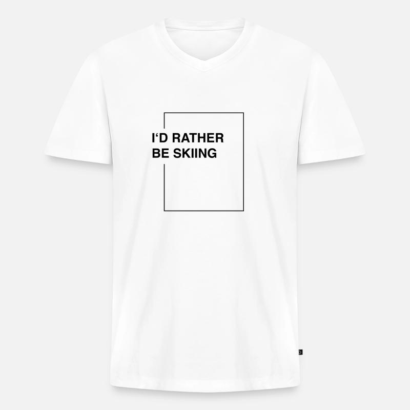 I'd rather be skiing - Männer Premium Bio T-Shirt mit V-Ausschnitt - Weiß
