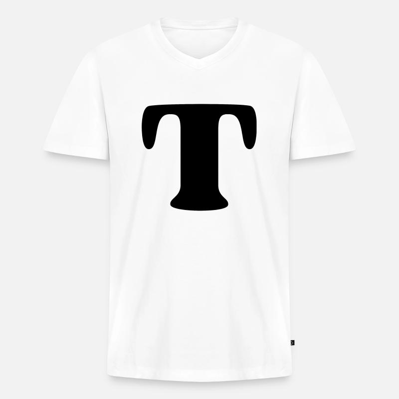 Buchstabe T - Männer Premium Bio T-Shirt mit V-Ausschnitt - Weiß
