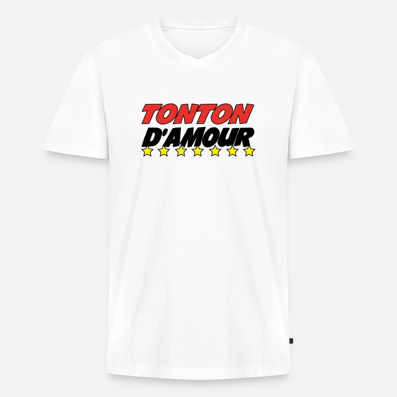 Onkel der Liebe - Männer Premium Bio T-Shirt mit V-Ausschnitt - Weiß