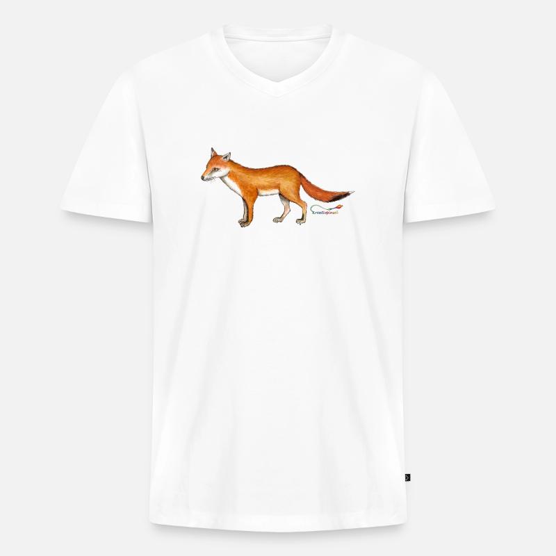 Fuchs (Vulpes vulpes) - Männer Premium Bio T-Shirt mit V-Ausschnitt - Weiß
