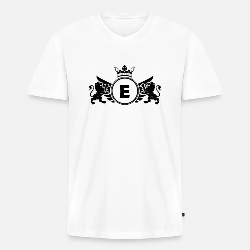 buchstabe E Wappen - Männer Premium Bio T-Shirt mit V-Ausschnitt - Weiß