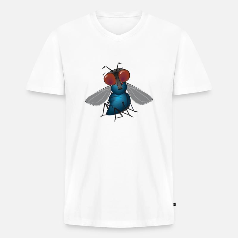 fliege - Männer Premium Bio T-Shirt mit V-Ausschnitt - Weiß