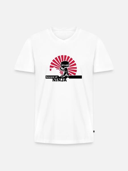 Ninja - Männer Premium Bio T-Shirt mit V-Ausschnitt - Weiß
