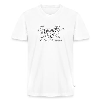 Athos Aramis Porthos Artagnan Trois Mousquetaires - T-shirt encolure en V Premium bio Homme - blanc - Devant - Nico (187cm)
