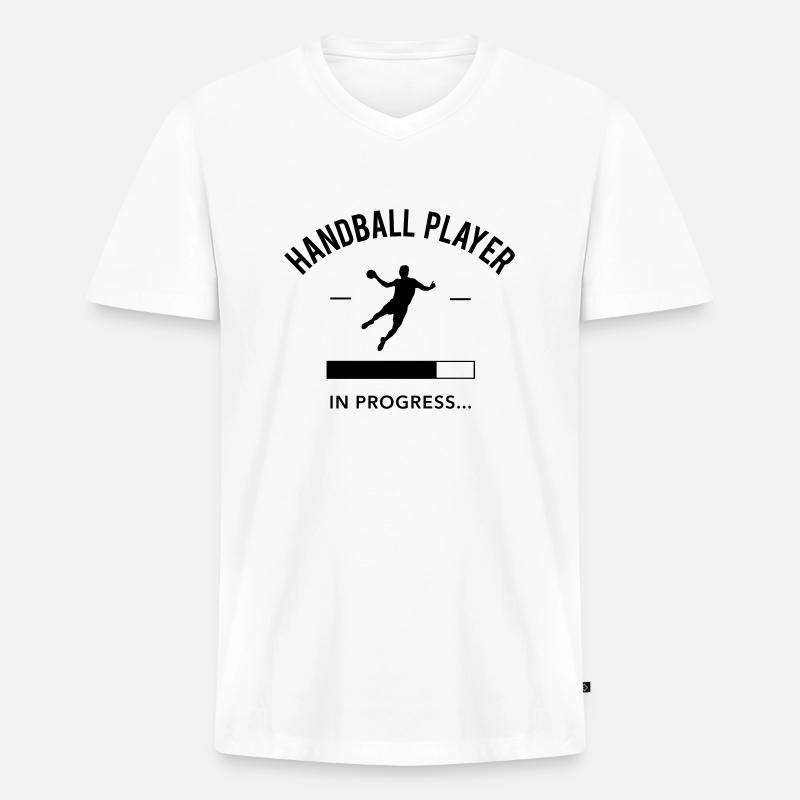 Handball player loading - Männer Premium Bio T-Shirt mit V-Ausschnitt - Weiß