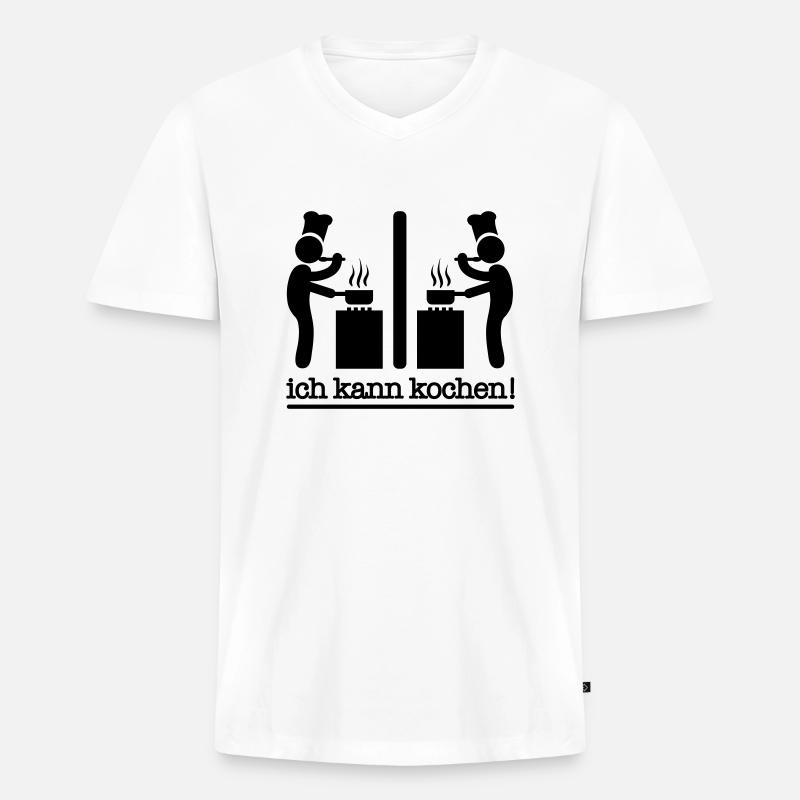 kochen - Männer Premium Bio T-Shirt mit V-Ausschnitt - Weiß