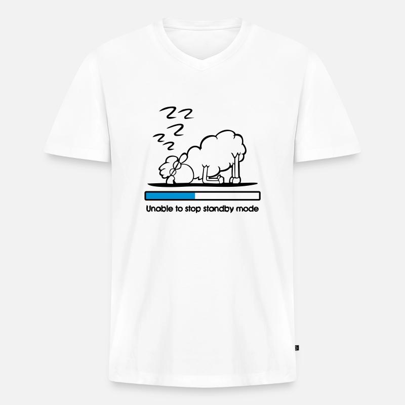 Schaf im Standby - Männer Premium Bio T-Shirt mit V-Ausschnitt - Weiß