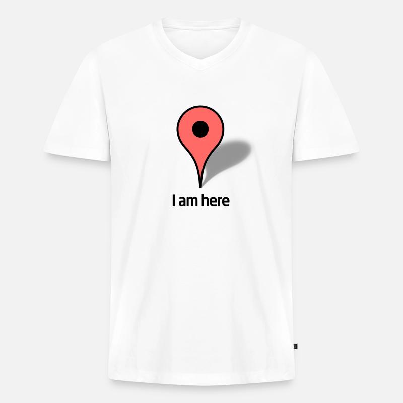 Google Map Marker - Männer Premium Bio T-Shirt mit V-Ausschnitt - Weiß