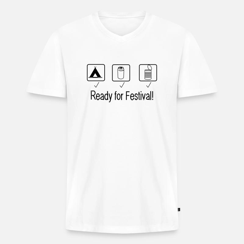 Festival - Männer Premium Bio T-Shirt mit V-Ausschnitt - Weiß