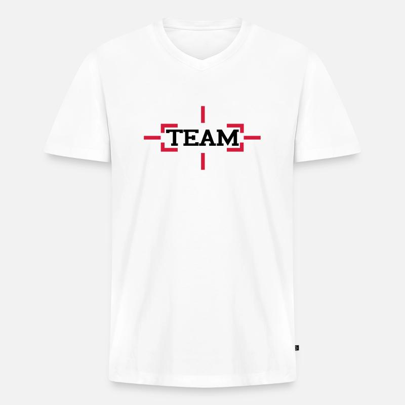 team - Männer Premium Bio T-Shirt mit V-Ausschnitt - Weiß