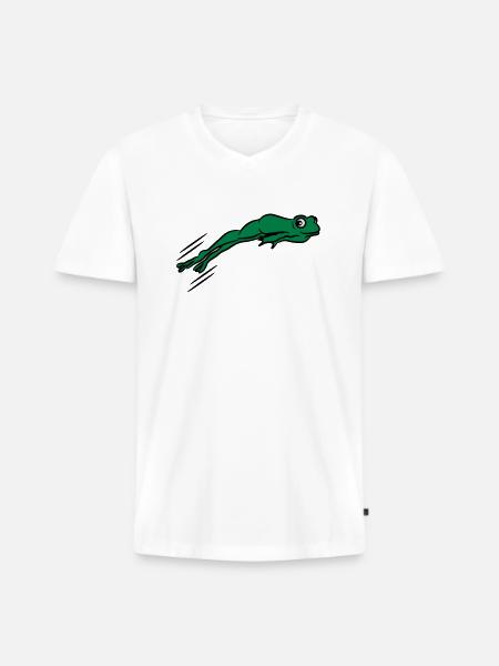 Frosch springen - Männer Premium Bio T-Shirt mit V-Ausschnitt - Weiß