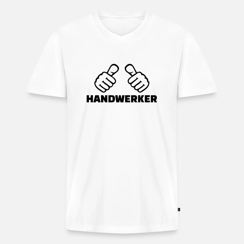 Handwerker - Männer Premium Bio T-Shirt mit V-Ausschnitt - Weiß