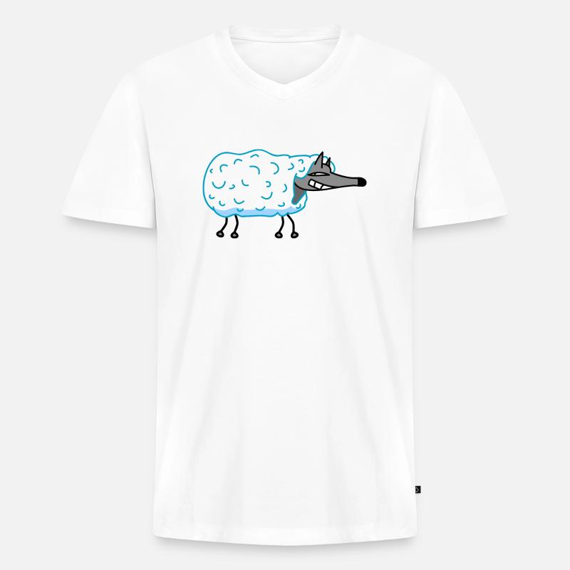 Wolf im Schafspelz - Männer Premium Bio T-Shirt mit V-Ausschnitt - Weiß