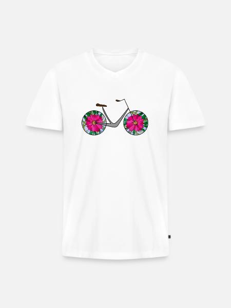 Bicyclette - T-shirt encolure en V Premium bio Homme - blanc
