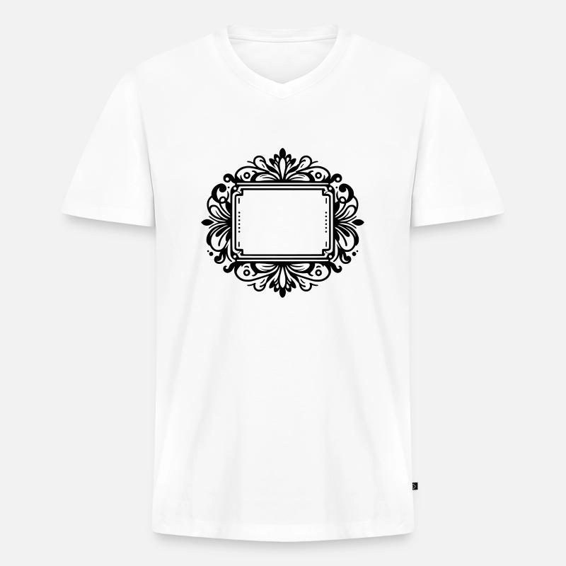 Rahmen Emblem Schild - Männer Premium Bio T-Shirt mit V-Ausschnitt - Weiß