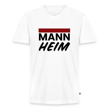 Mannheim Monnem - Men's Premium Organic T-shirt with V-neck - white - Front - Nico (187cm)