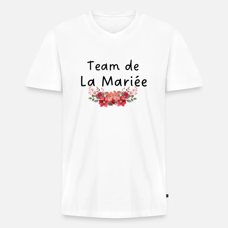 Braut Team Blumen - Männer Premium Bio T-Shirt mit V-Ausschnitt - Weiß