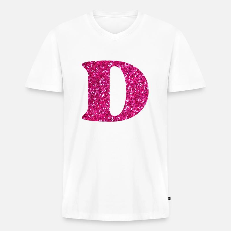 Glitzer rosa Buchstabe d - Männer Premium Bio T-Shirt mit V-Ausschnitt - Weiß