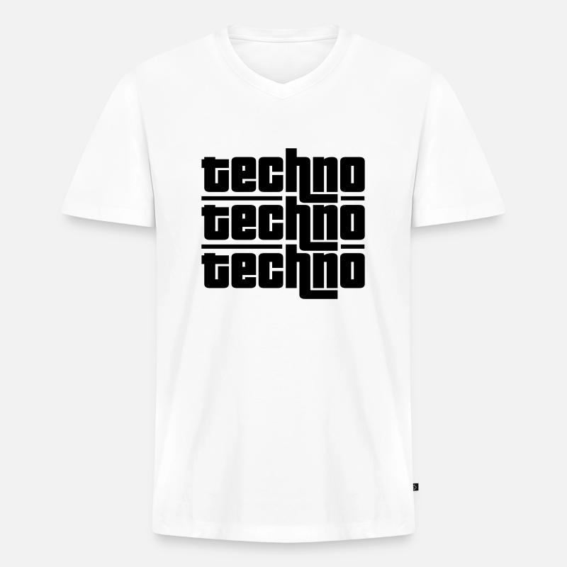 Techno Techno Techno - Männer Premium Bio T-Shirt mit V-Ausschnitt - Weiß