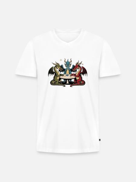 Dragons playing cards - Men's Premium Organic T-shirt with V-neck - white