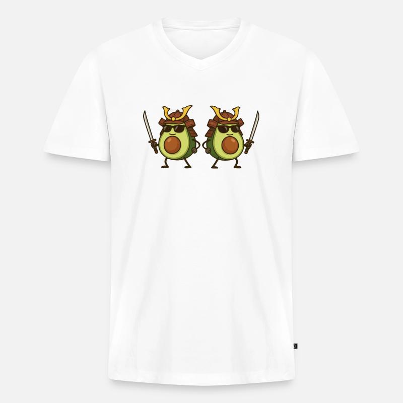 Avocado Samurai 2 - Men's Premium Organic T-shirt with V-neck - white