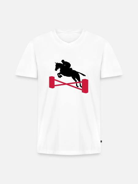springreiten - Männer Premium Bio T-Shirt mit V-Ausschnitt - Weiß