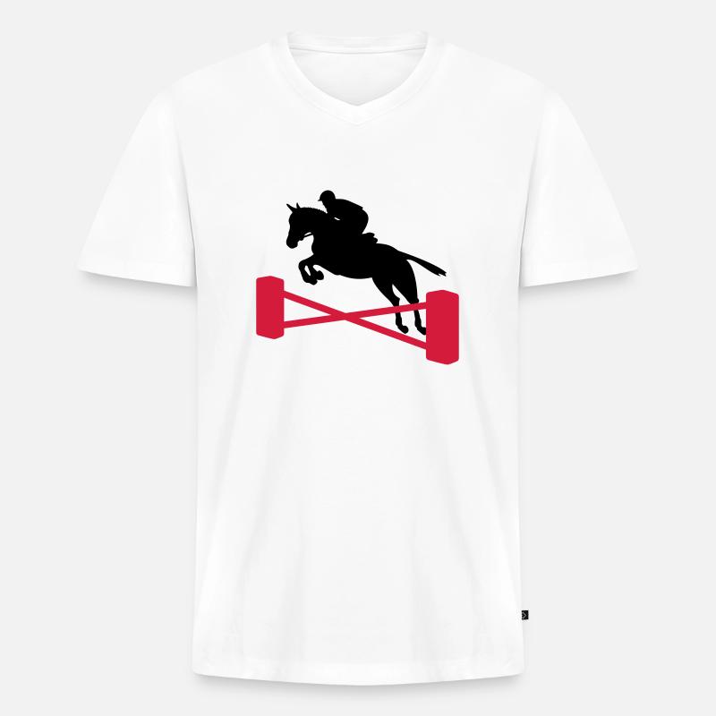 springreiten - Männer Premium Bio T-Shirt mit V-Ausschnitt - Weiß
