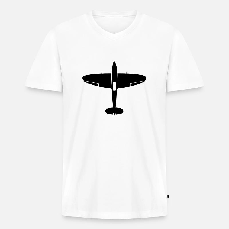 spitfire_oben - Männer Premium Bio T-Shirt mit V-Ausschnitt - Weiß