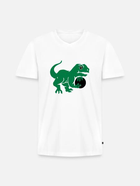 bowling dino (3c) - Men's Premium Organic T-shirt with V-neck - white