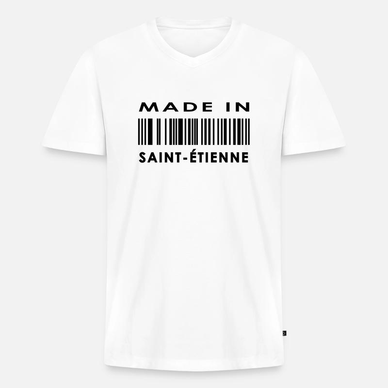 Saint-Étienne - Männer Premium Bio T-Shirt mit V-Ausschnitt - Weiß