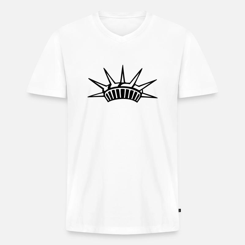 Krone der Freiheitsstatue - Männer Premium Bio T-Shirt mit V-Ausschnitt - Weiß