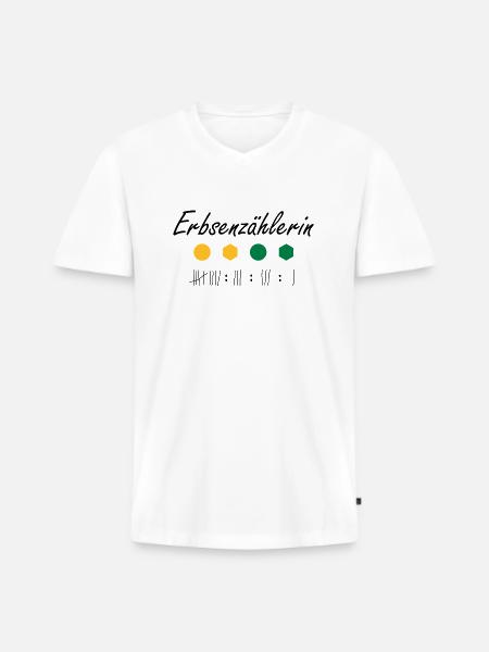 Erbsenzählerin - Männer Premium Bio T-Shirt mit V-Ausschnitt - Weiß
