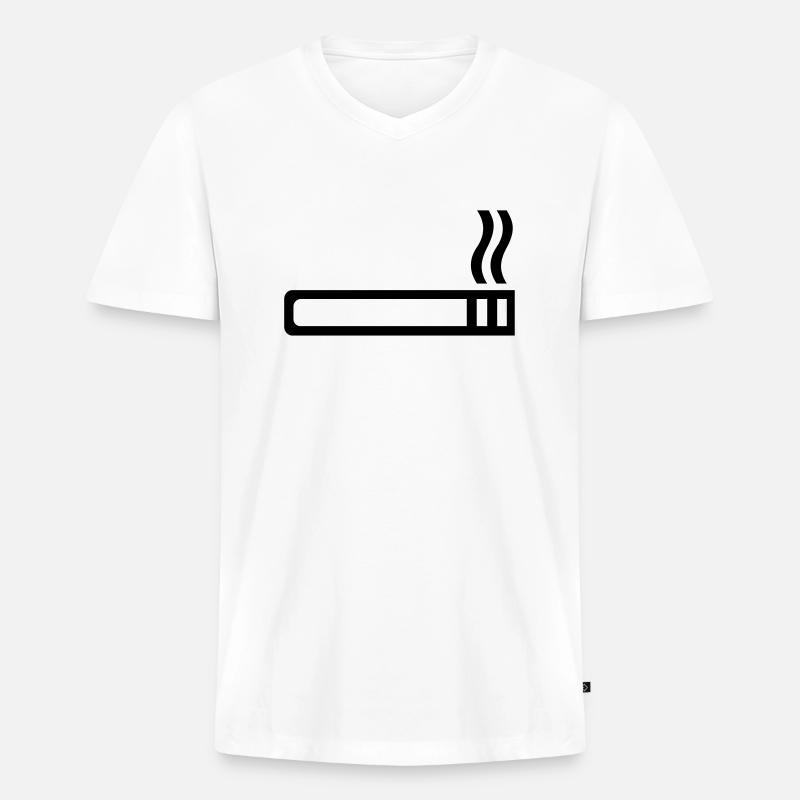 Zigarette - Männer Premium Bio T-Shirt mit V-Ausschnitt - Weiß