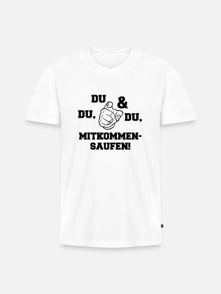 mitkommen_saufen - Männer Premium Bio T-Shirt mit V-Ausschnitt - Weiß