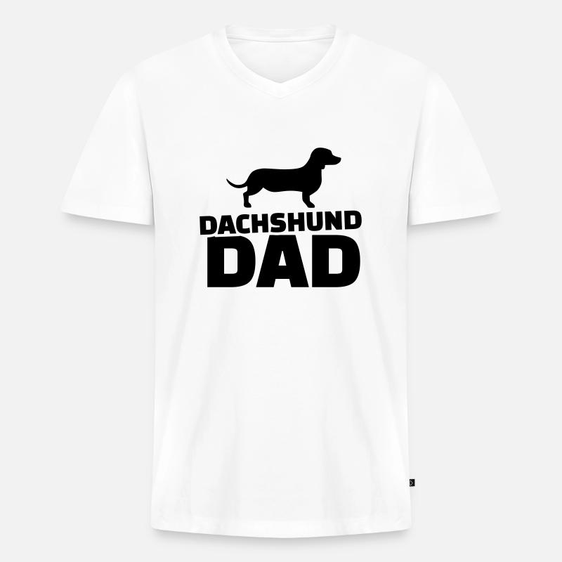 Dackel - Männer Premium Bio T-Shirt mit V-Ausschnitt - Weiß