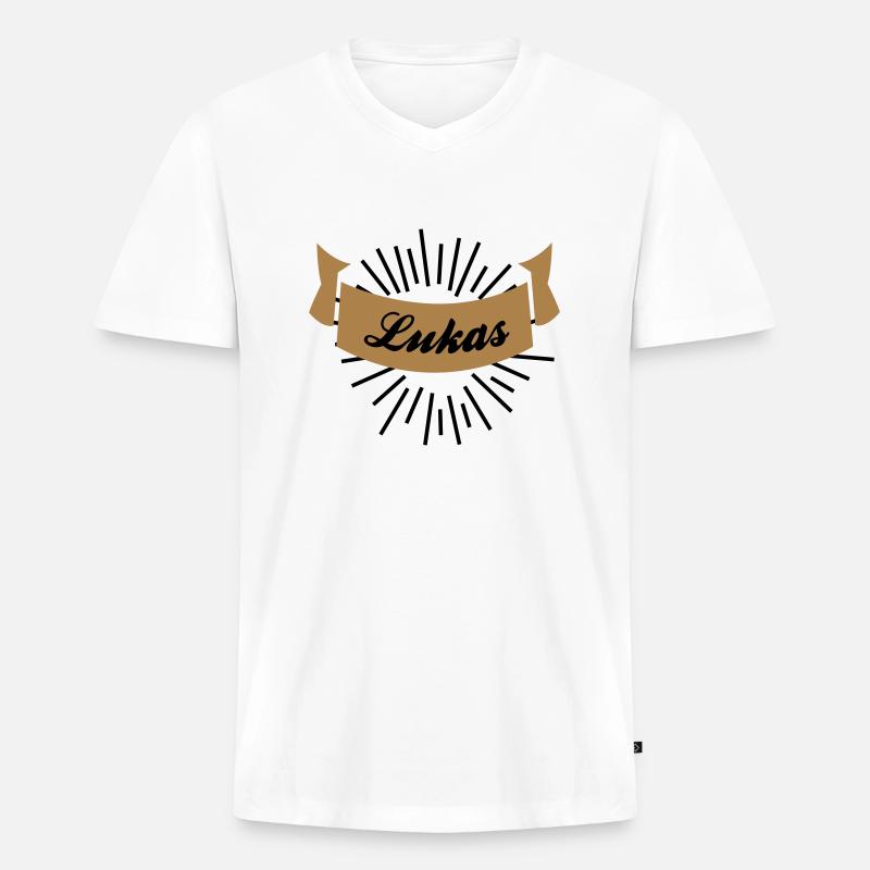 lukas - Männer Premium Bio T-Shirt mit V-Ausschnitt - Weiß