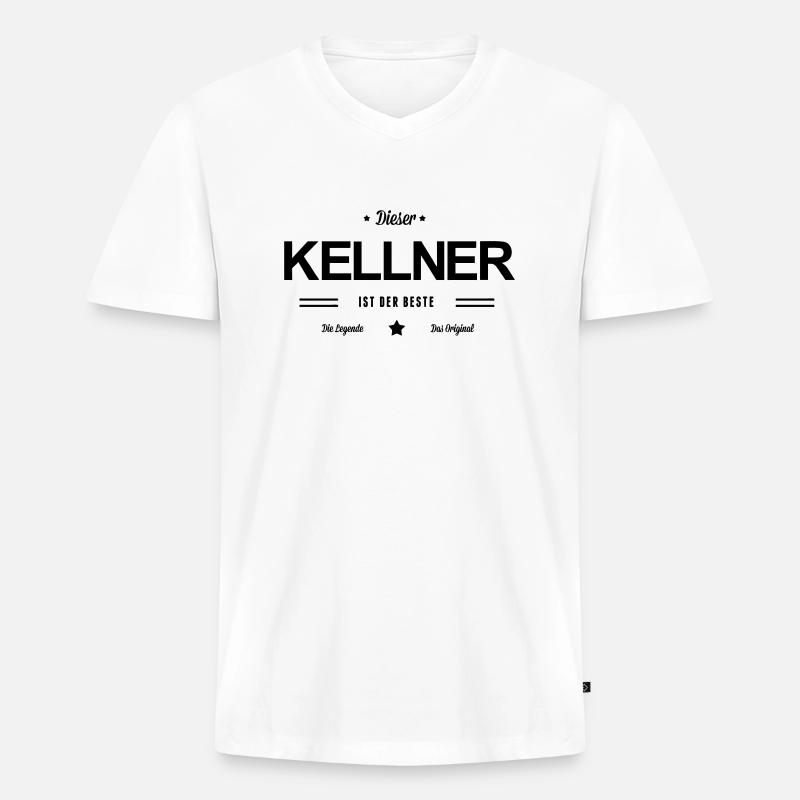 Bester Kellner - Männer Premium Bio T-Shirt mit V-Ausschnitt - Weiß