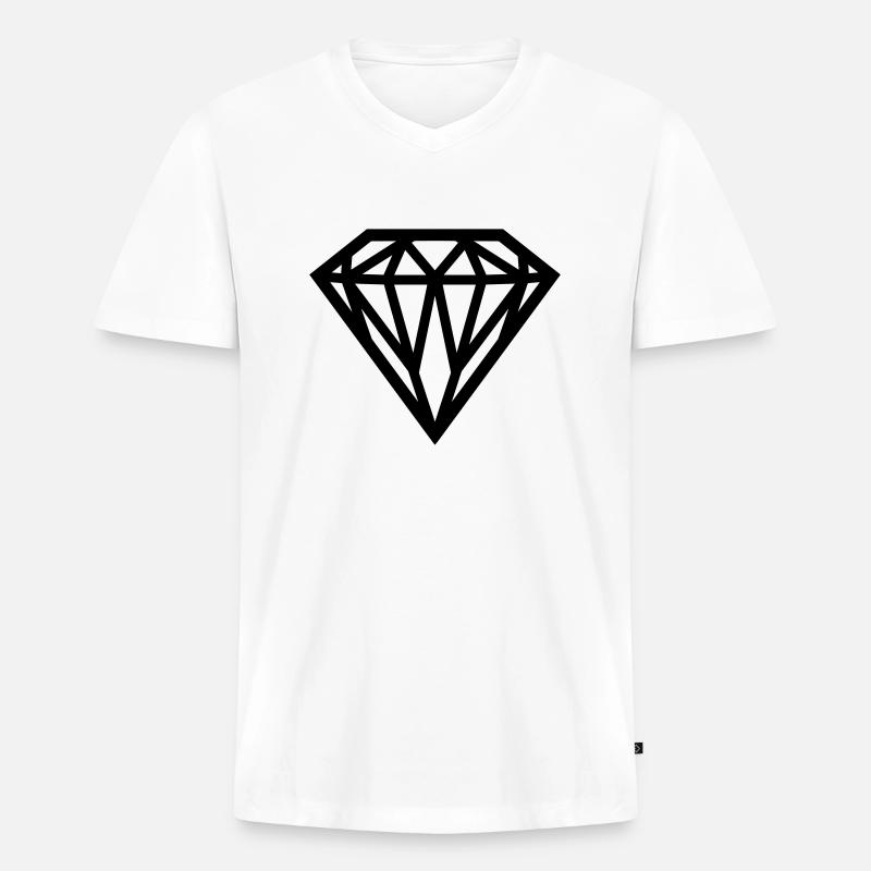 diamond - Diamant - Männer Premium Bio T-Shirt mit V-Ausschnitt - Weiß